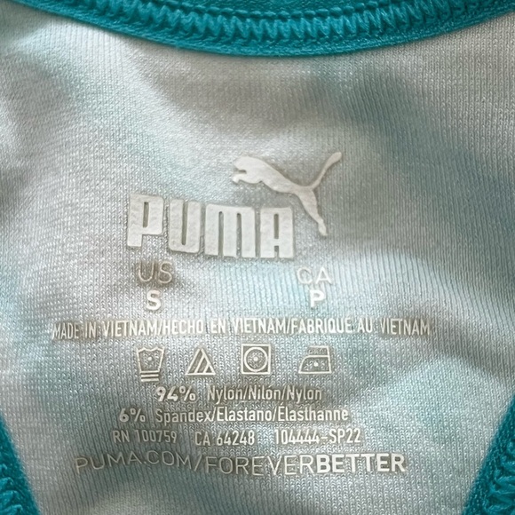 Puma Blue and White Sports Bra with Racerback Design - Picture 3 of 4